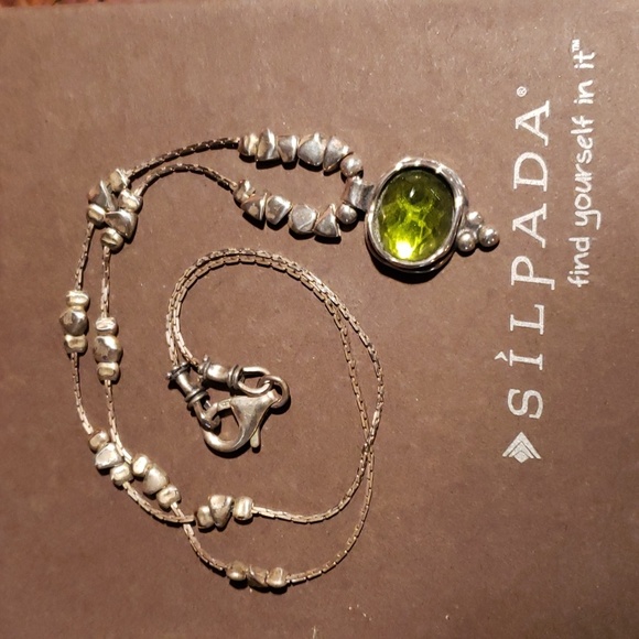 Silpada Sterling Silver Green Glass Necklace - Picture 1 of 2